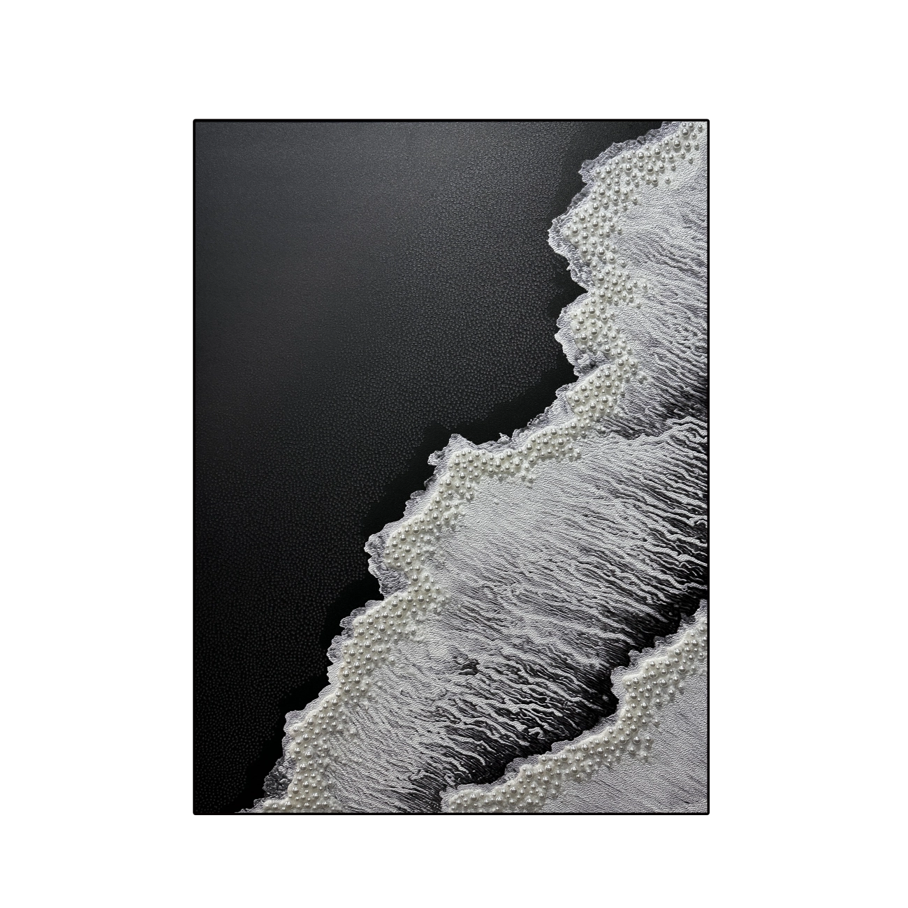 Artstellary abstract textured black white wall art featuring pearl inlay and handcrafted detail for luxury modern wall decor.