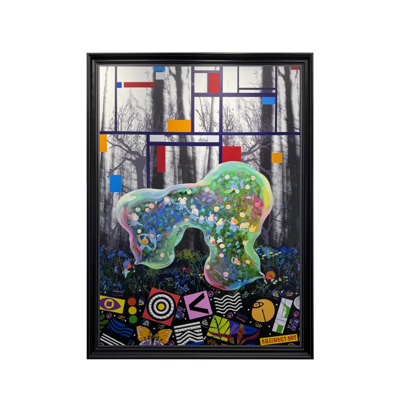 Artstellary abstract colorful wall art with heavy texture and pearl inlay for modern home decor.