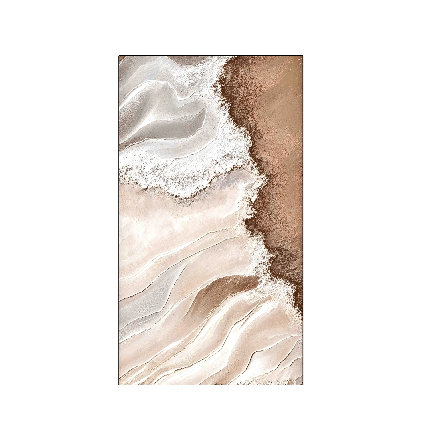 Artstellary beige coastal wall art with heavy texture and pearl inlay craftsmanship.