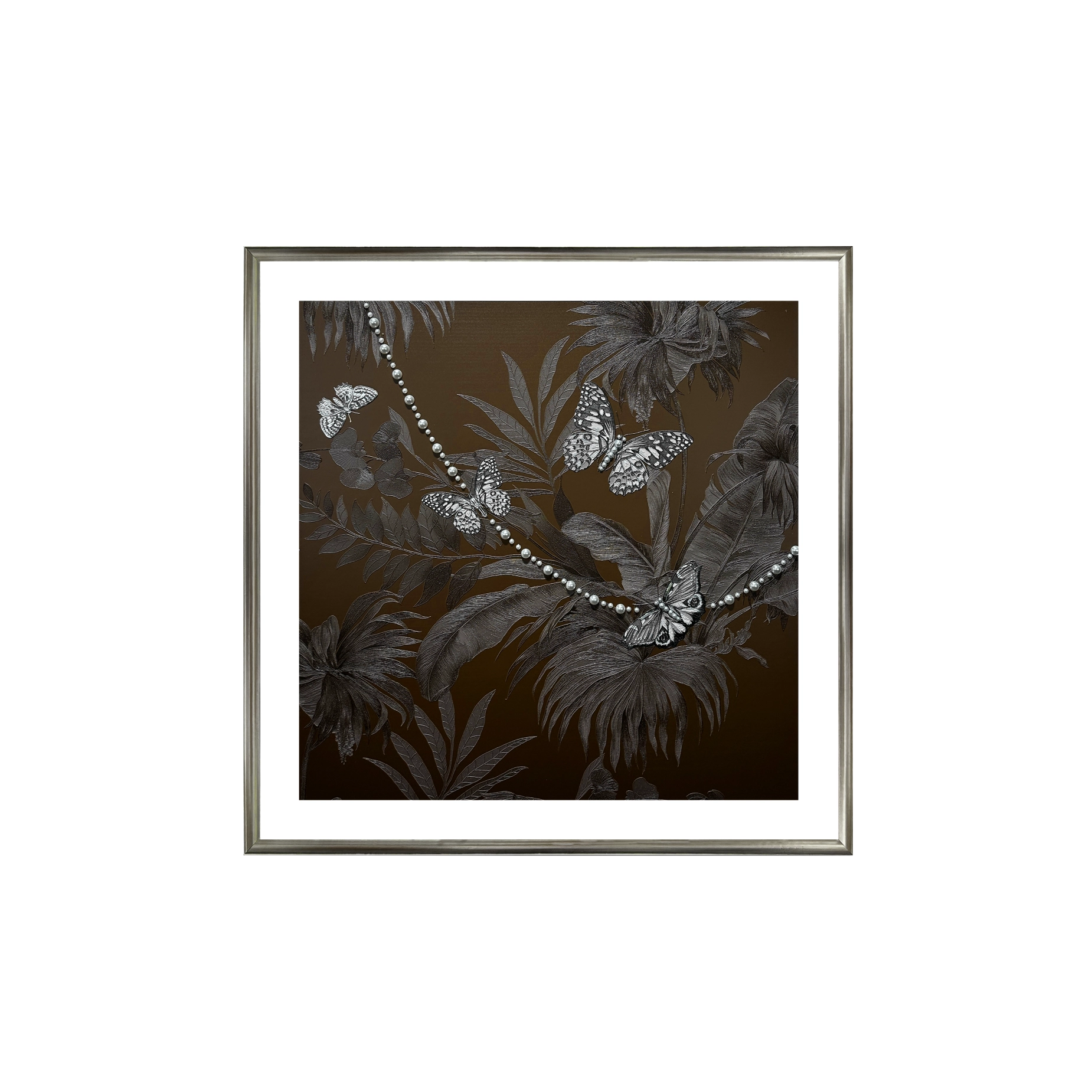 Artstellary butterfly wall art with heavy texture and pearl inlay, modern luxury wall decor centerpiece.