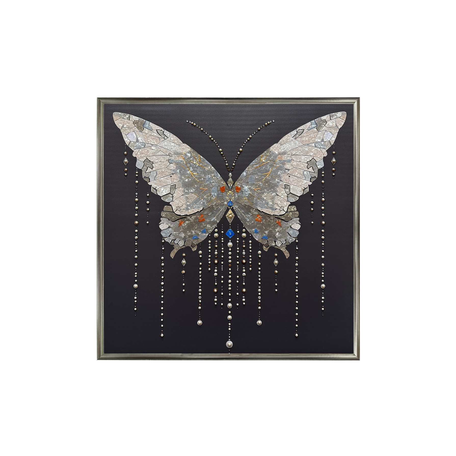 Artstellary butterfly textured wall art with pearl inlay, featuring elegant handcrafted details.