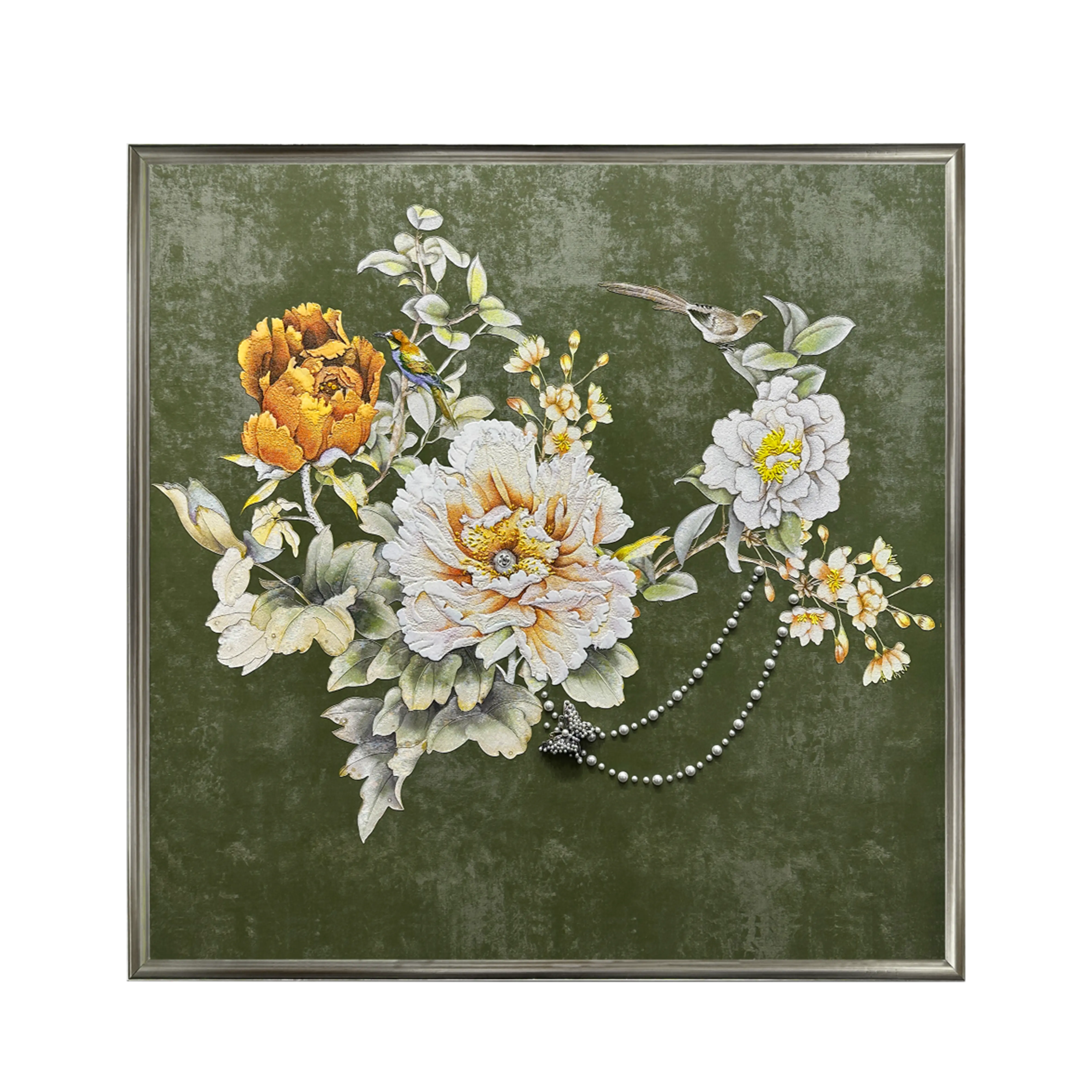 Floral Pearl Textured Wall Art #CL021