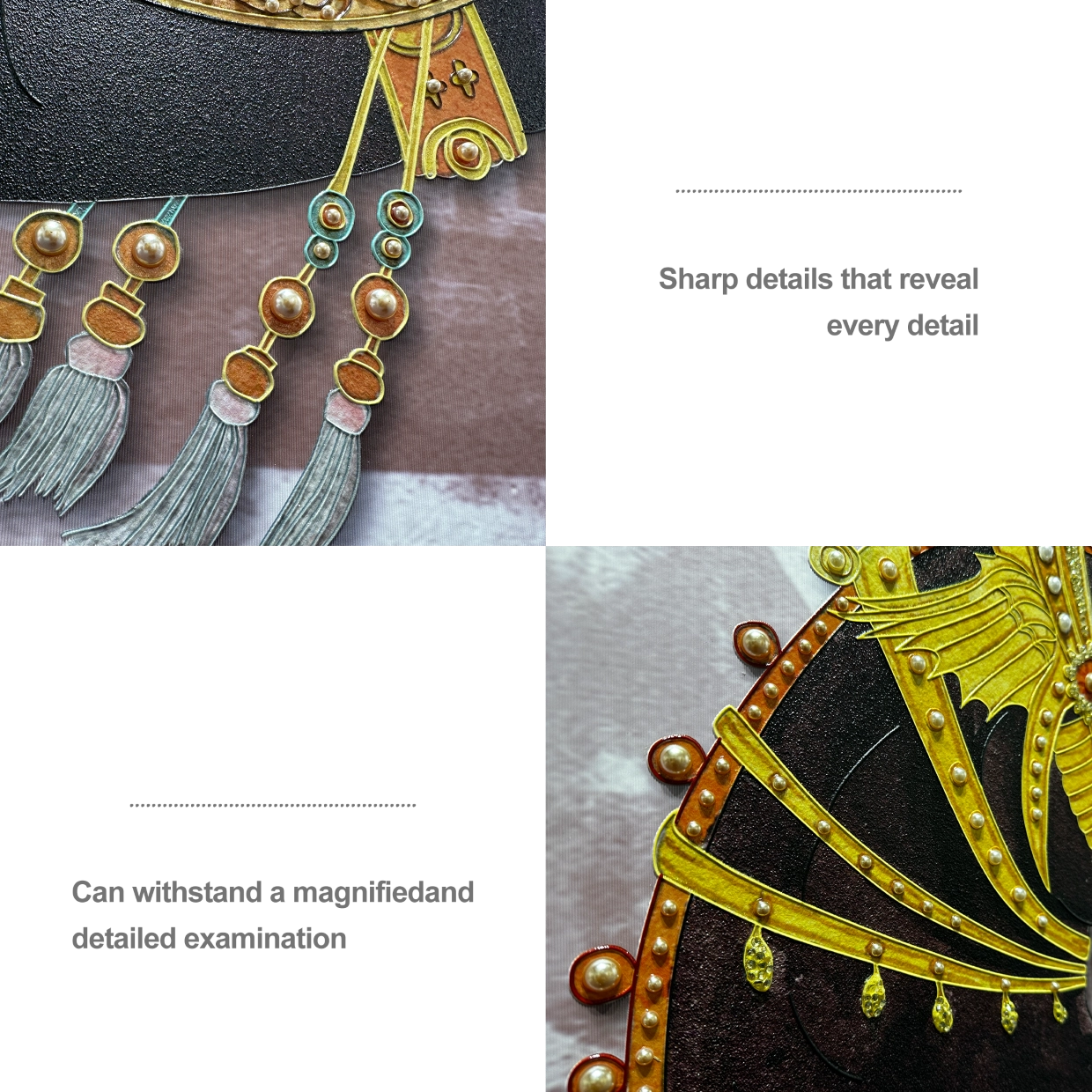 Artstellary horse wall art close-up showing textured craftsmanship and pearl inlay details.