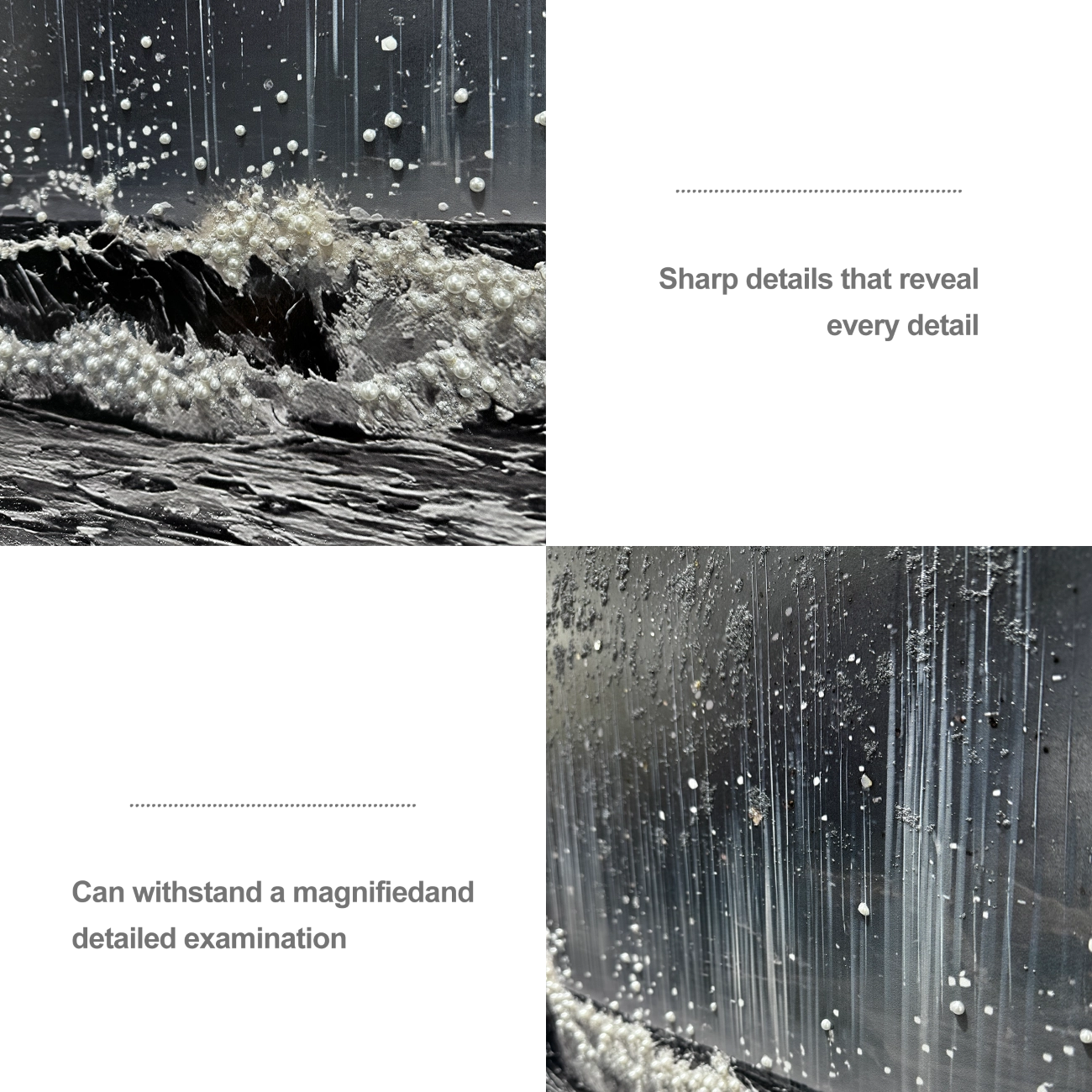 Close-up of Artstellary pearl and crystal heavy-texture craftsmanship showing sharp wave details and depth.