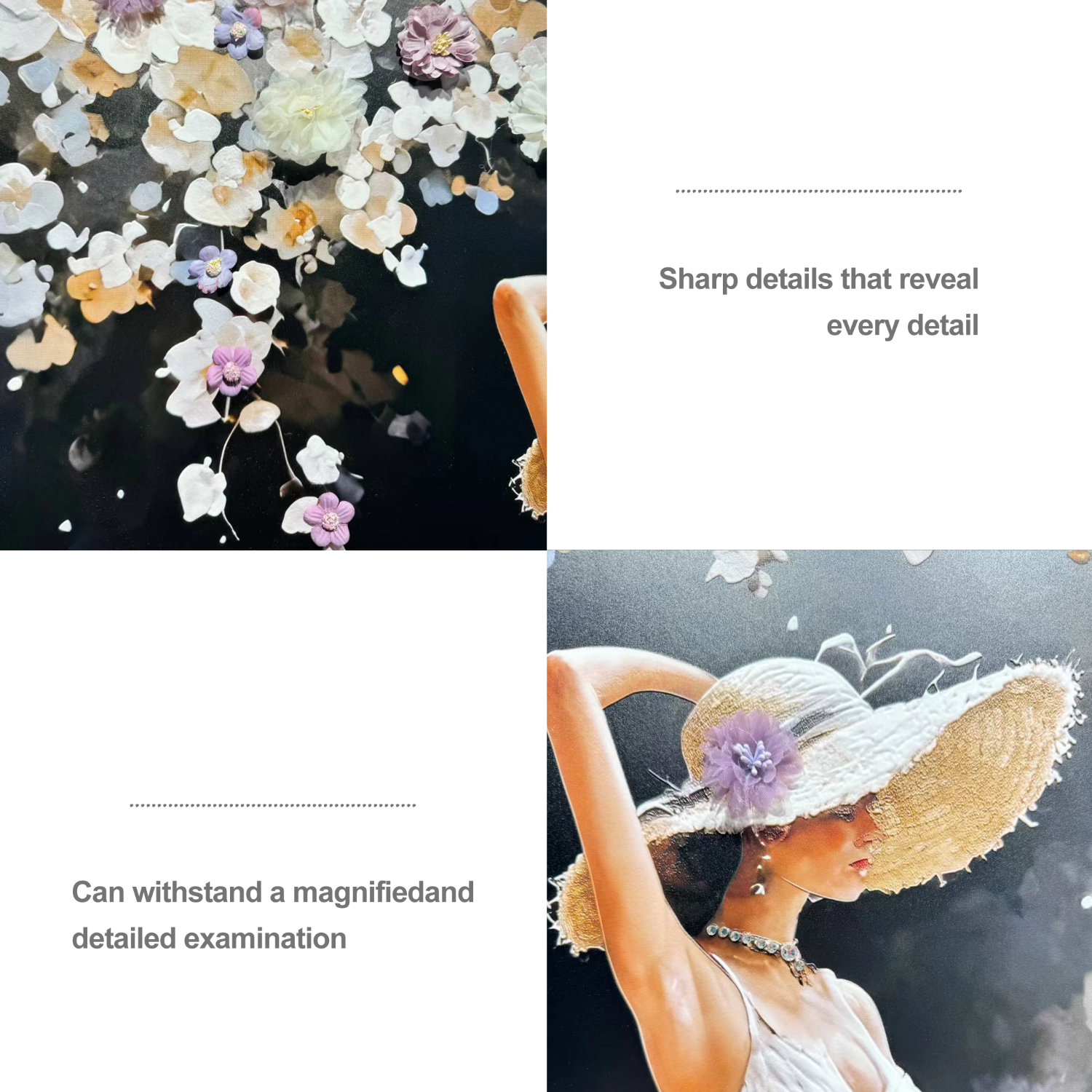 Detail of Artstellary textured woman wall art with pearl inlay, showing fine handcrafted texture for modern wall decor.