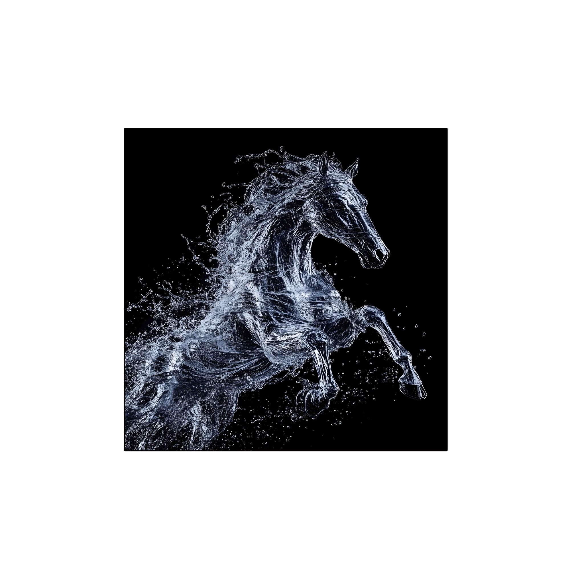 Artstellary galloping horse wall art featuring heavy texture and diamond inlay on a black background.