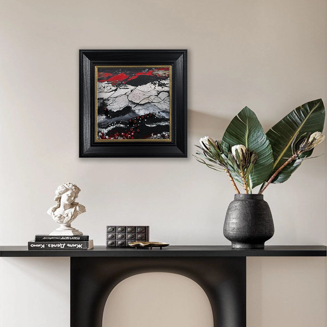 Textured wall art with pearl inlay and abstract design for modern minimalist décor. Elegant and luxurious wall décor.