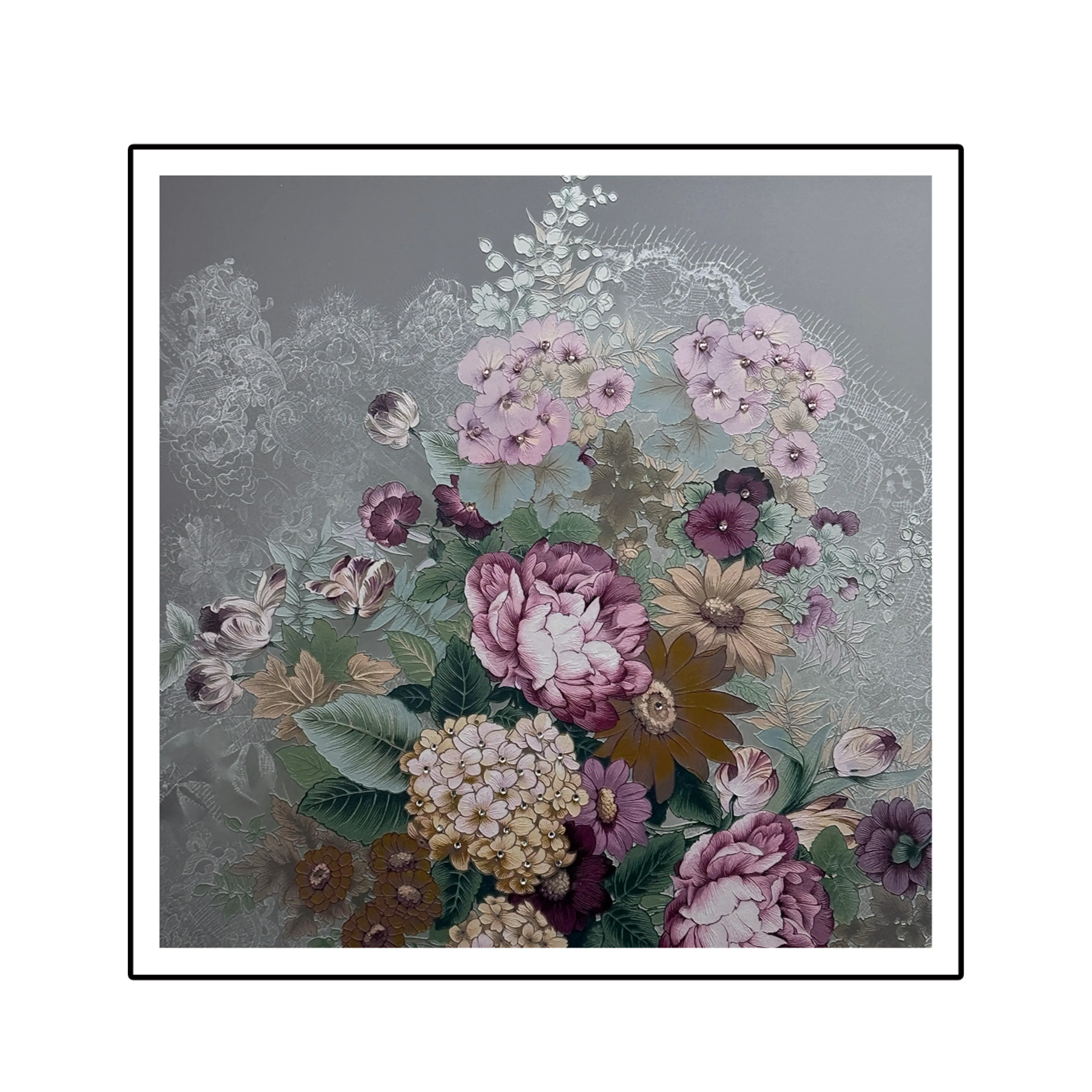 Diamond Floral Textured Wall Art #CL011