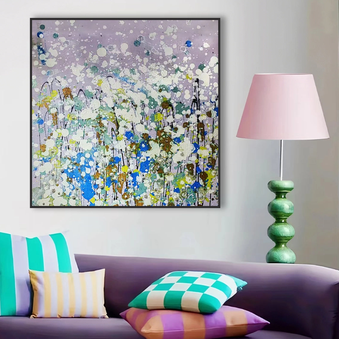 Luxury textured pearl wall art for living room interior with modern decor style.