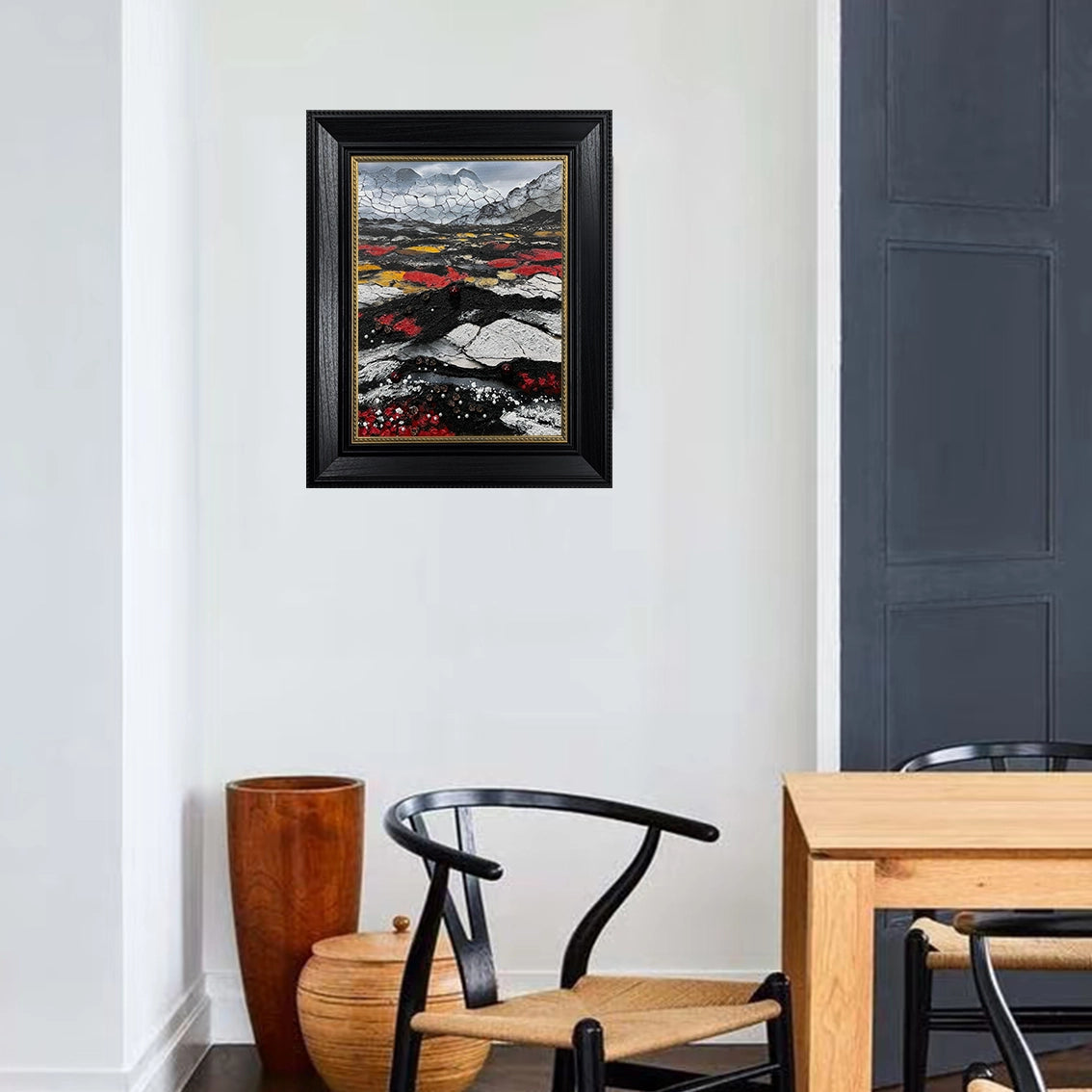Luxury textured wall art with pearl inlay, displayed in a modern living room, perfect for sophisticated home décor.