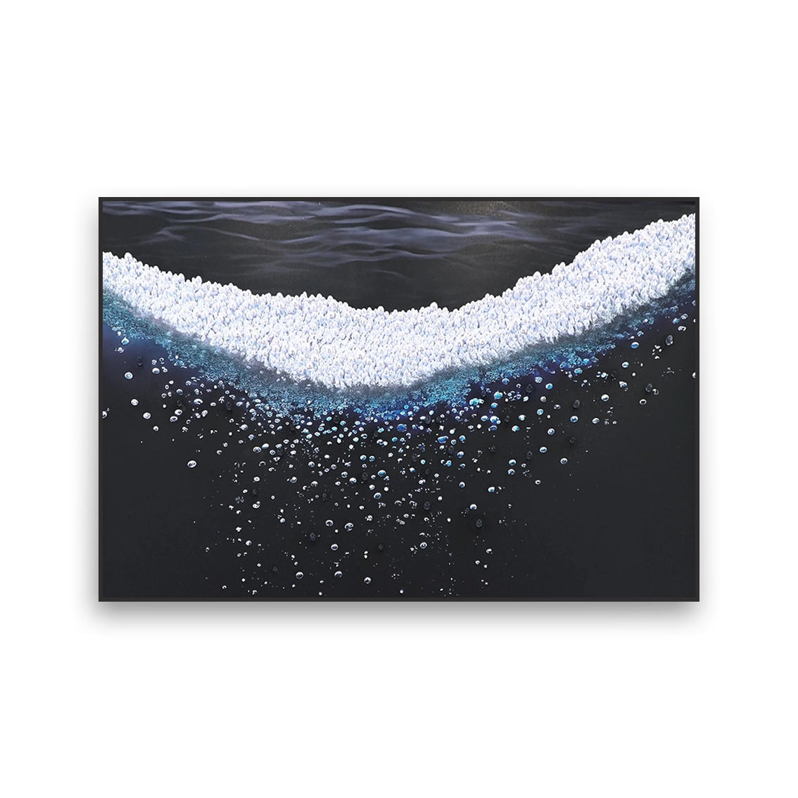 Modern ocean wave wall art with heavy texture and pearl inlay detail.