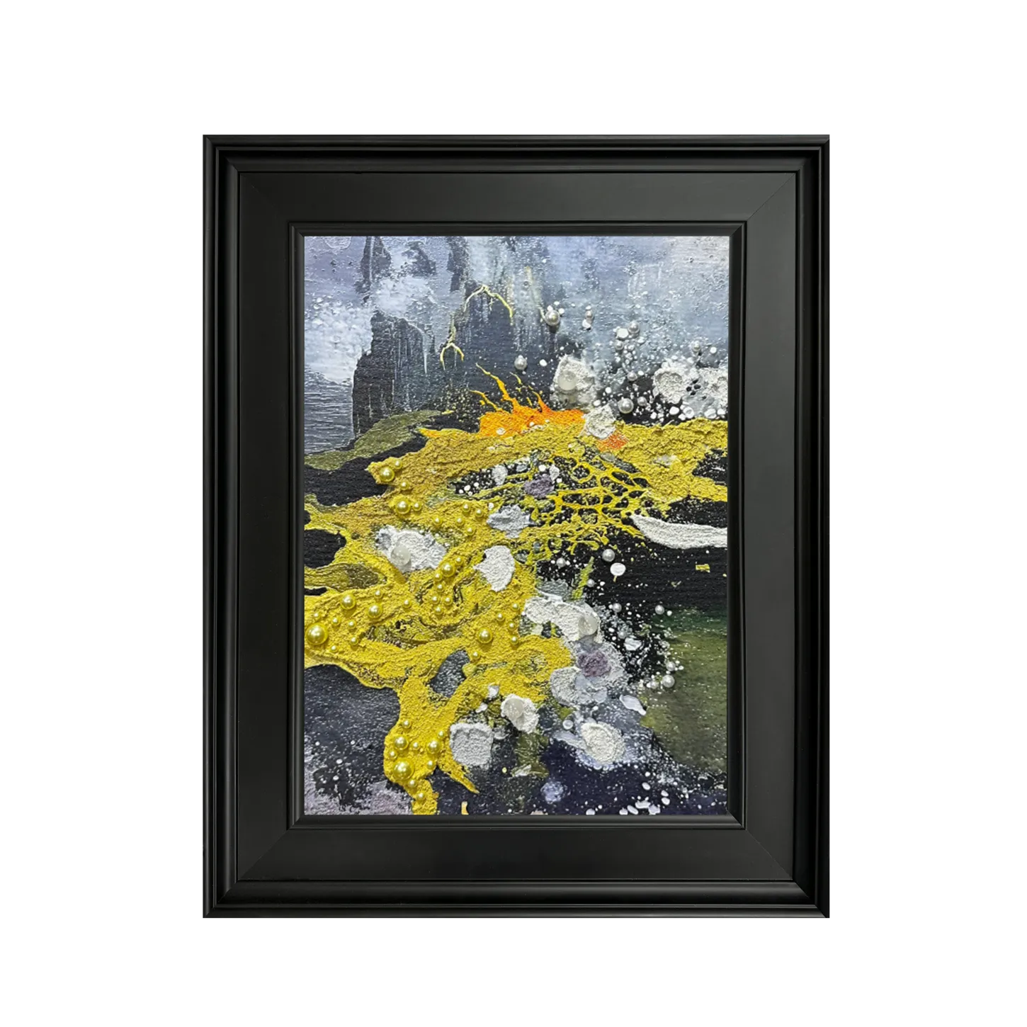 Modern textured wall décor featuring pearl and crystal inlay with abstract design, perfect for contemporary home styling.