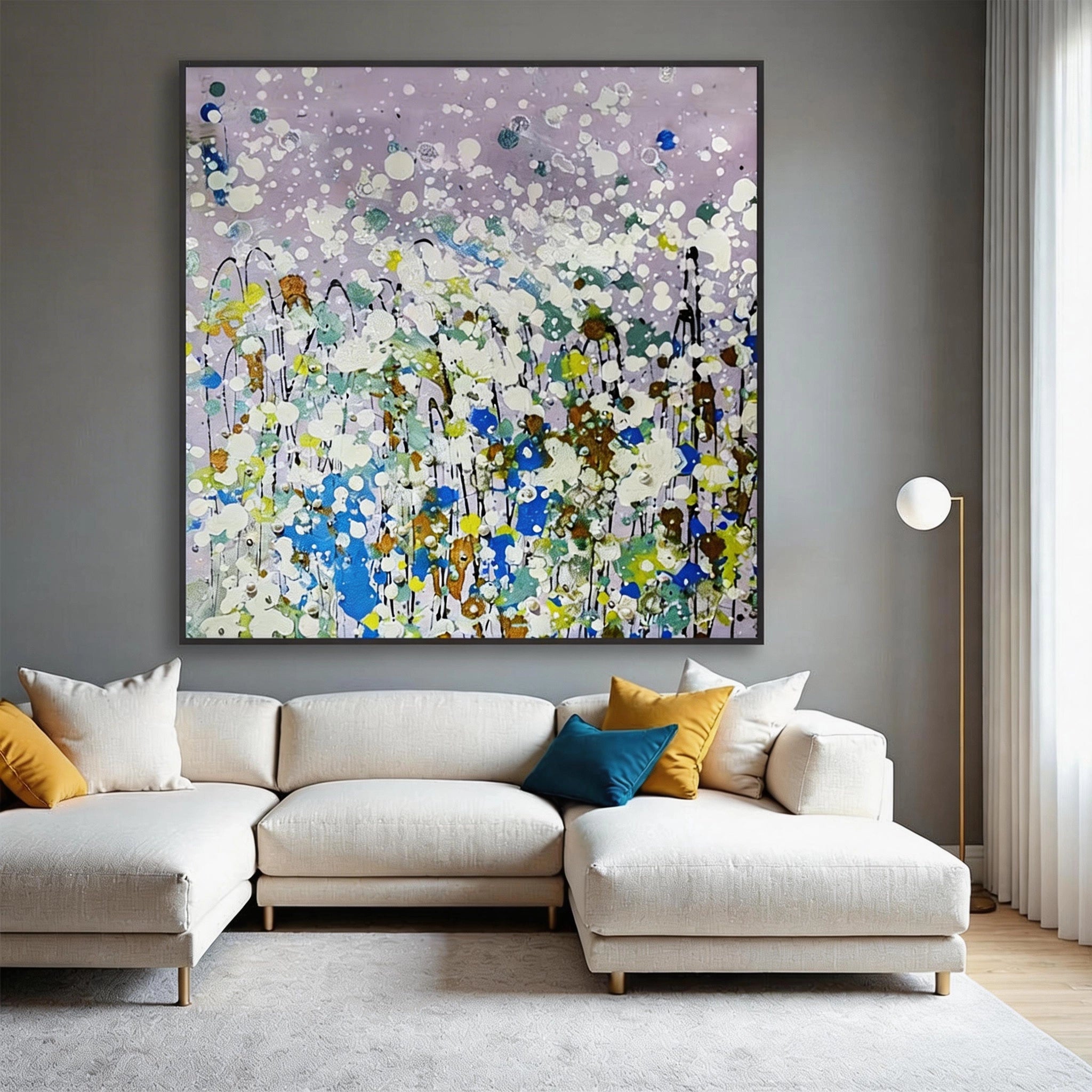 Textured pearl abstract wall art for living room above sofa in modern home decor.