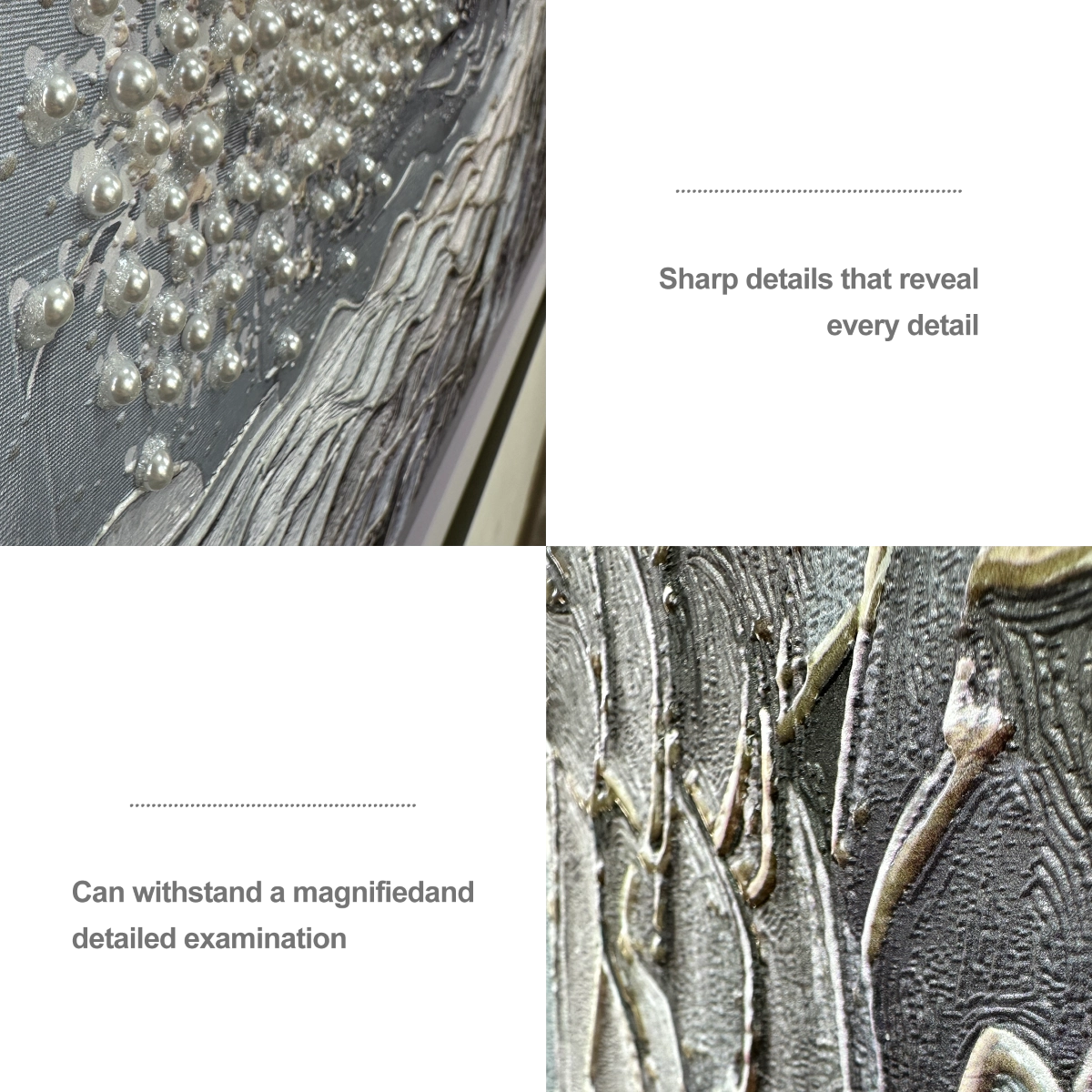 Close-up of textured wave wall art with pearl inlay revealing detailed craftsmanship and premium modern decorative wall art.