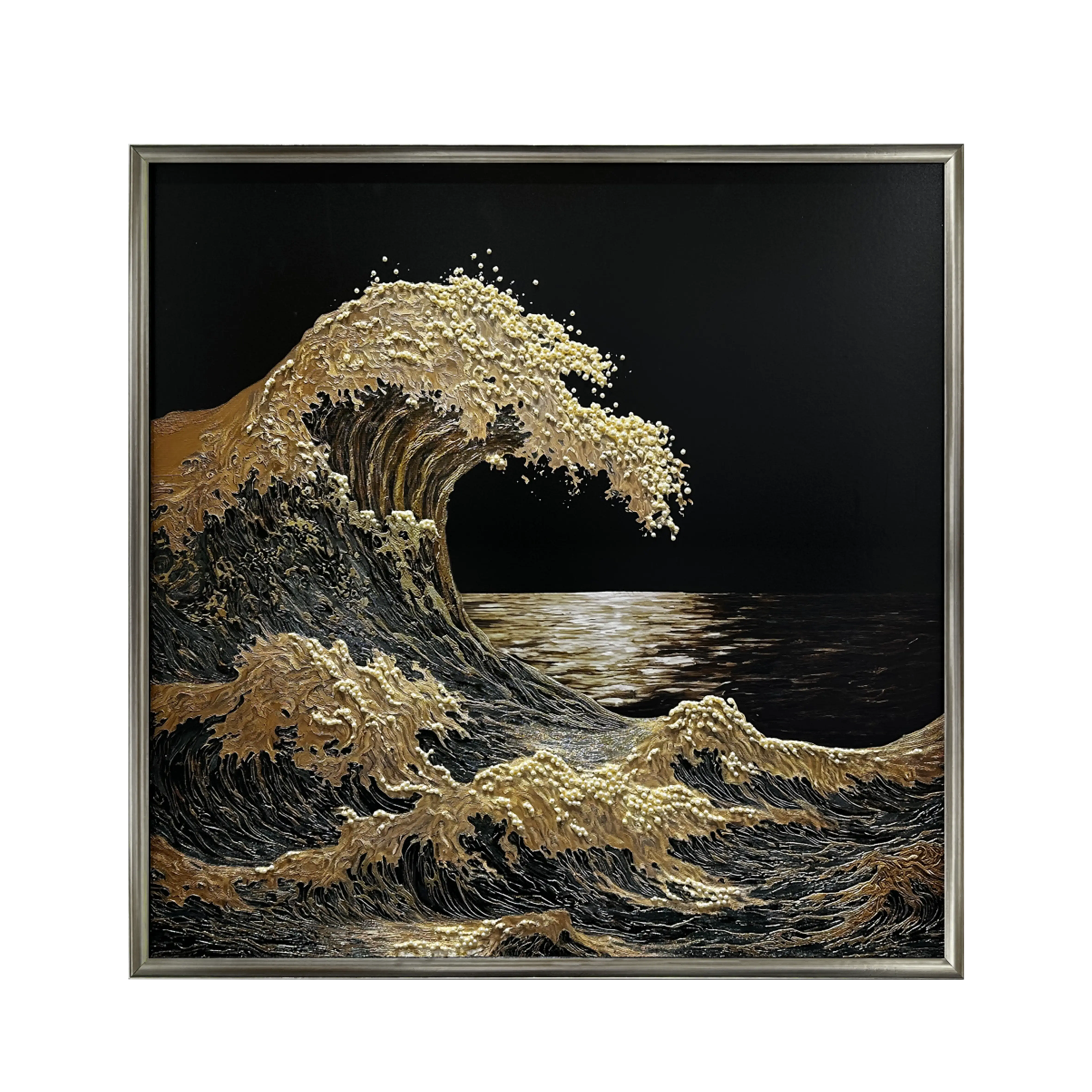 Gold Wave Pearl Textured Wall Art #CL023