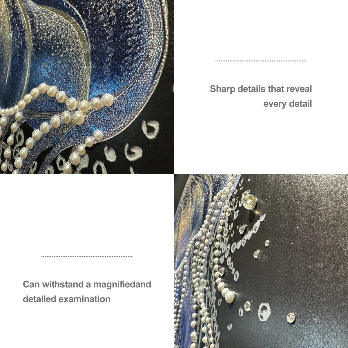 Artstellary close-up of jellyfish wall art featuring heavy texture with pearl and diamond inlay details.