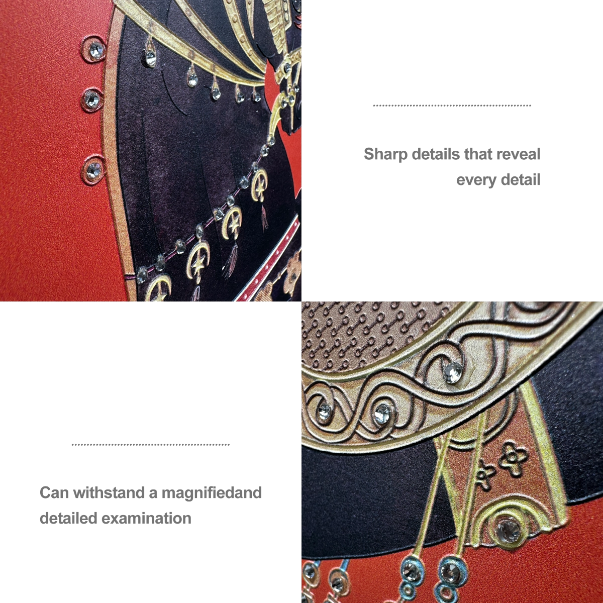 Artstellary close-up textured horse art with diamond inlay showing fine craftsmanship and details.