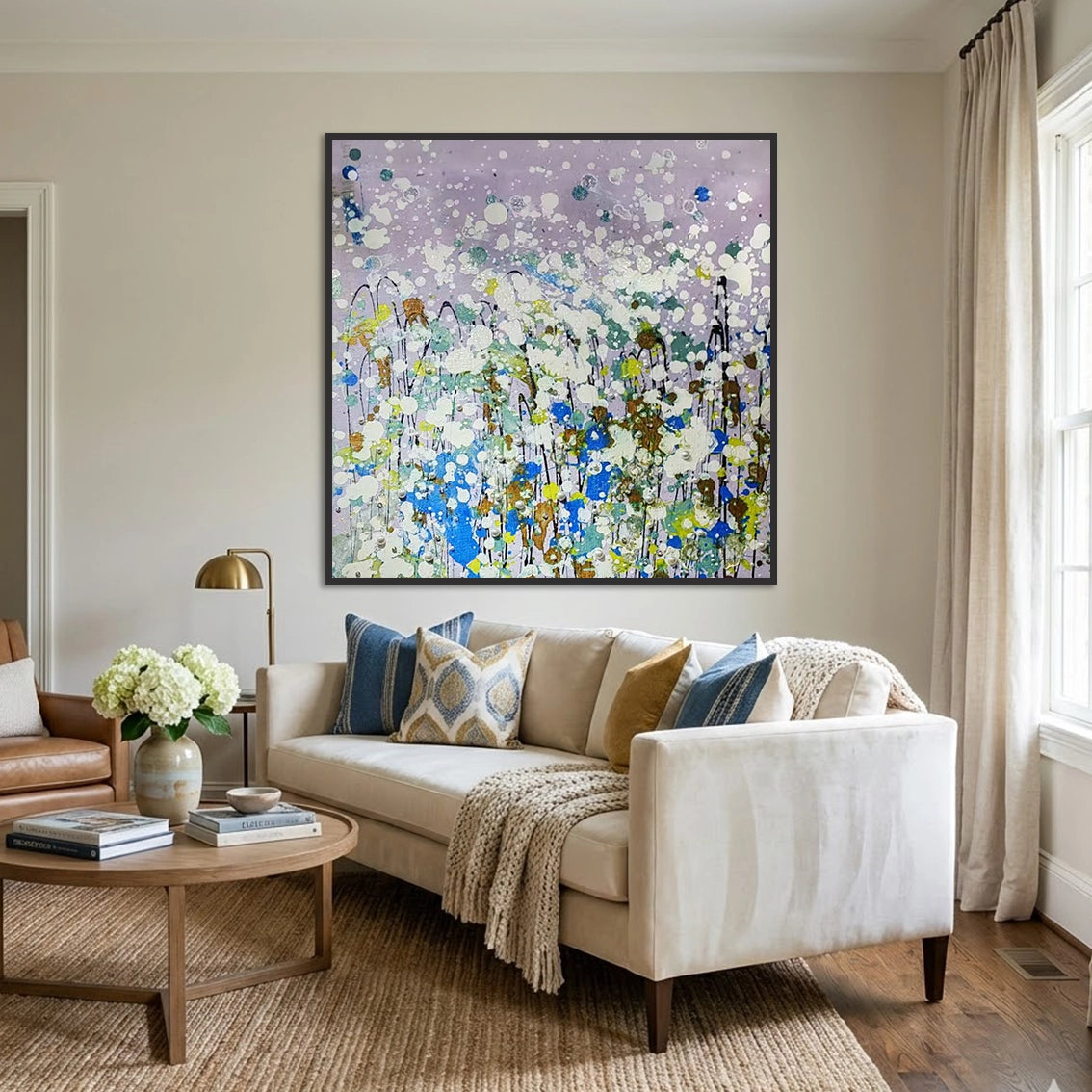Large textured wall art for living room with pearl inlay and abstract design.