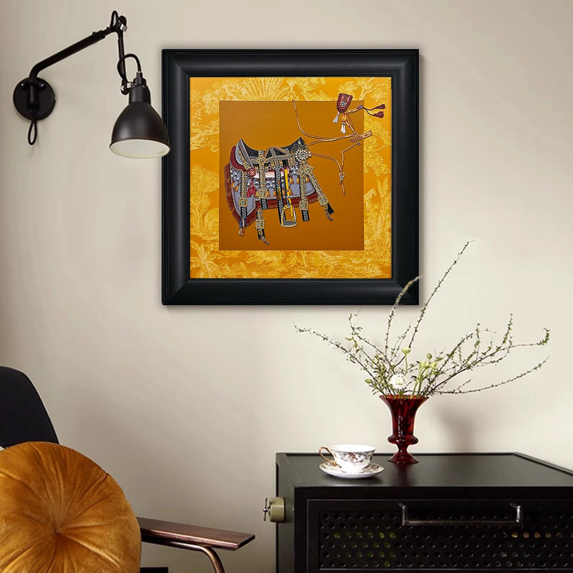 Luxury wall art with pearl and diamond embellishment, adding elegance to your home décor.