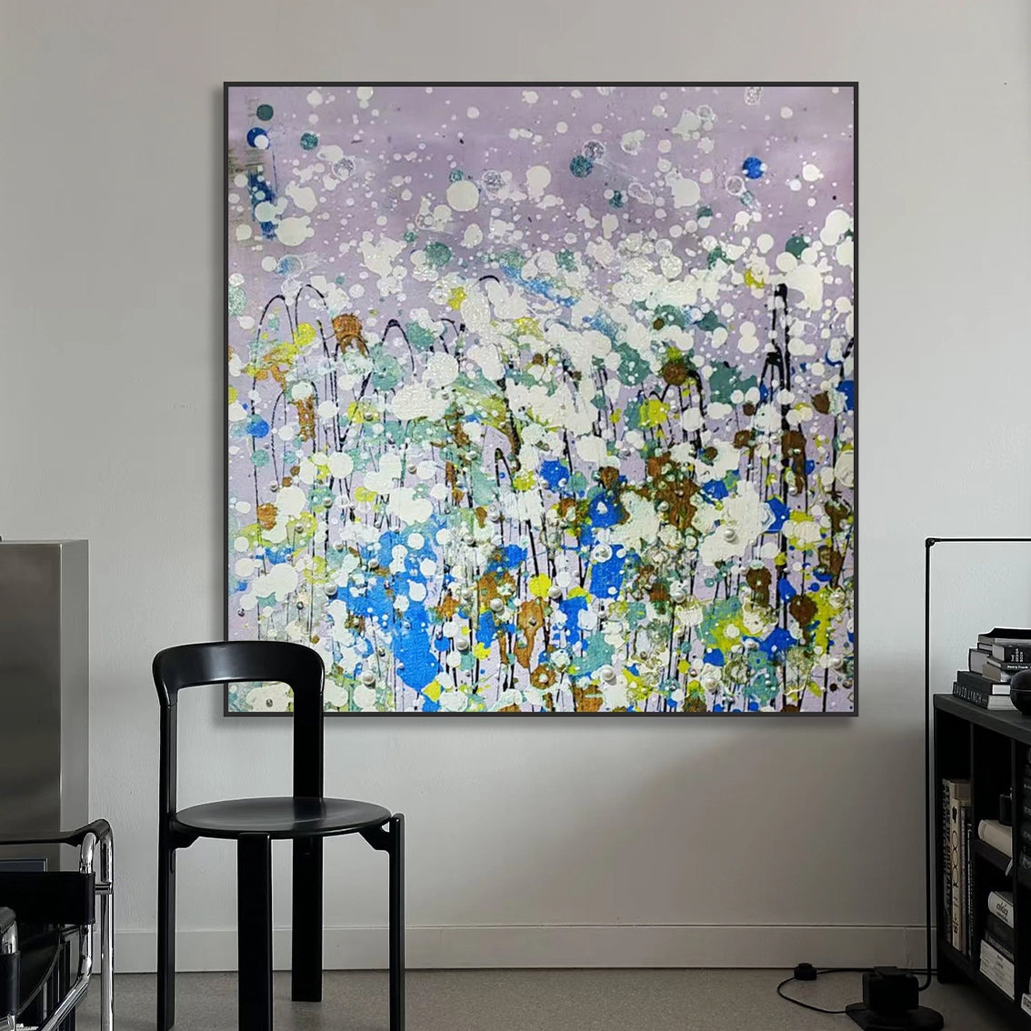 Modern abstract pearl wall art for living room wall decor in minimalist space.