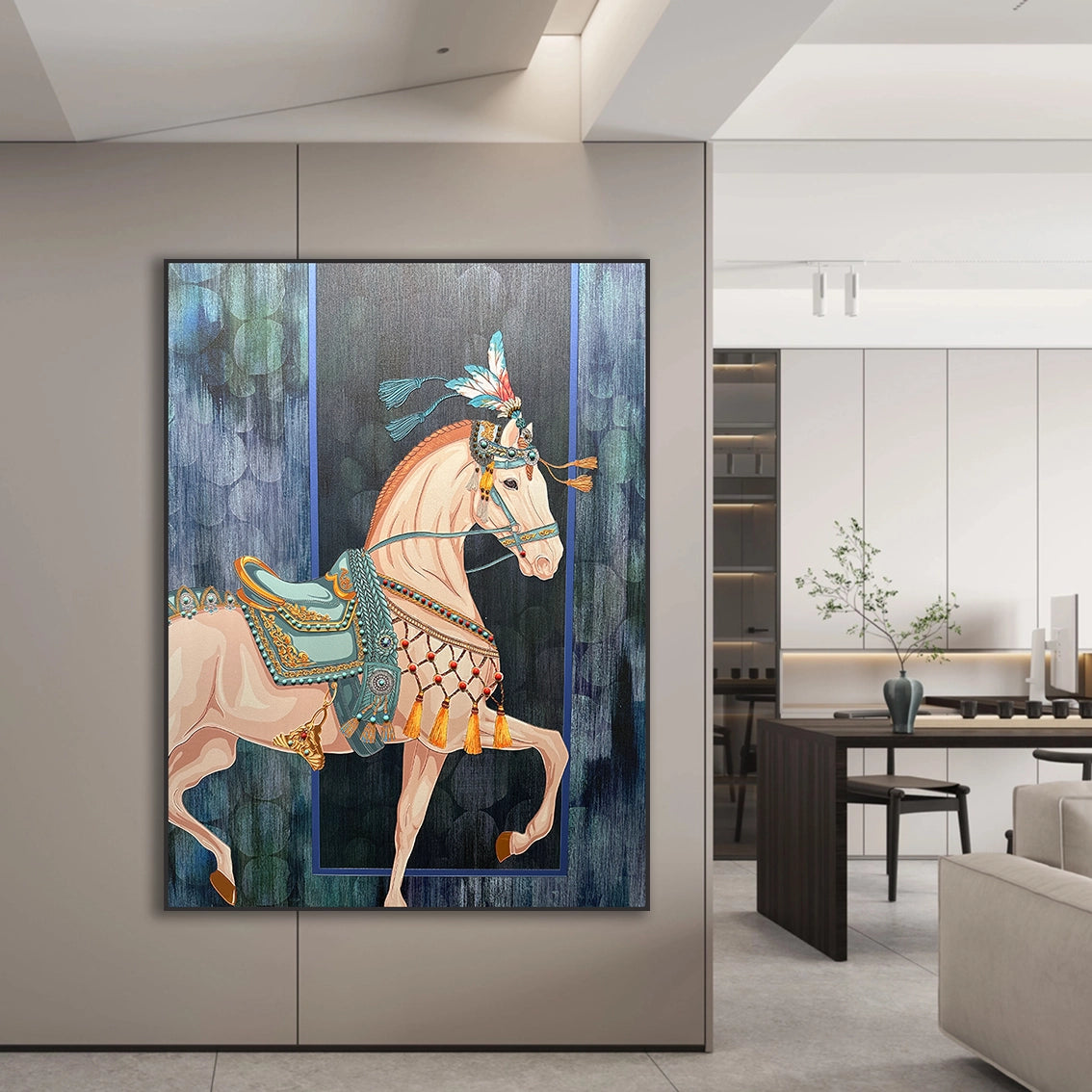 Modern horse wall art for living room large wall decor.