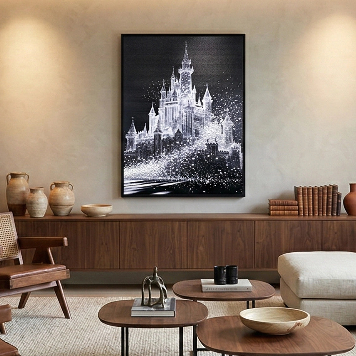 Pearl castle textured wall art for modern living room wall decor.