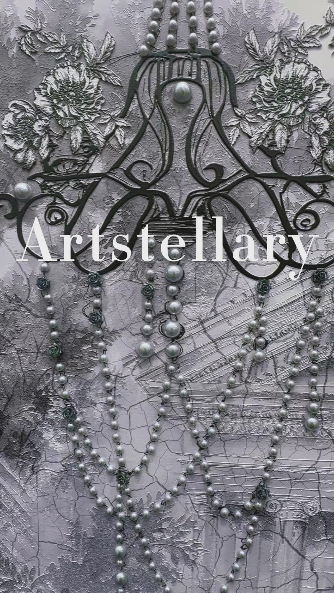 Video showing 3D textured wall art with pearl and crystal inlay, highlighting surface texture, layered relief, and handcrafted details.