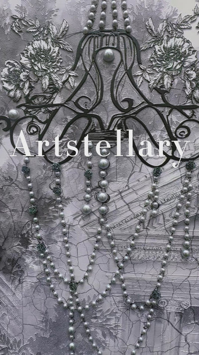 Video showing 3D textured wall art with pearl and crystal inlay, highlighting surface texture, layered relief, and handcrafted details.
