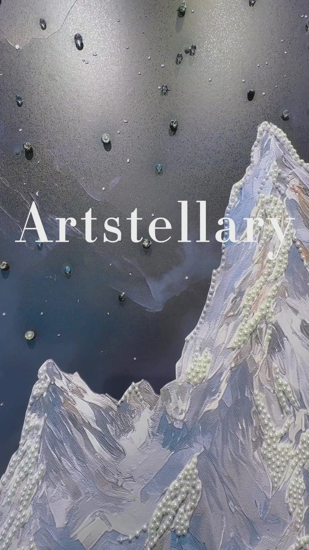 Video showing 3D textured wall art with pearl and crystal inlay, highlighting surface texture, layered relief, and handcrafted details.
