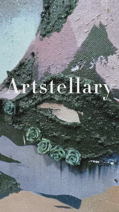 Video showing 3D textured wall art with pearl and crystal inlay, highlighting surface texture, layered relief, and handcrafted details.