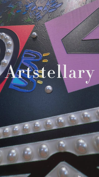 Video showing 3D textured wall art with pearl and crystal inlay, highlighting surface texture, layered relief, and handcrafted details.