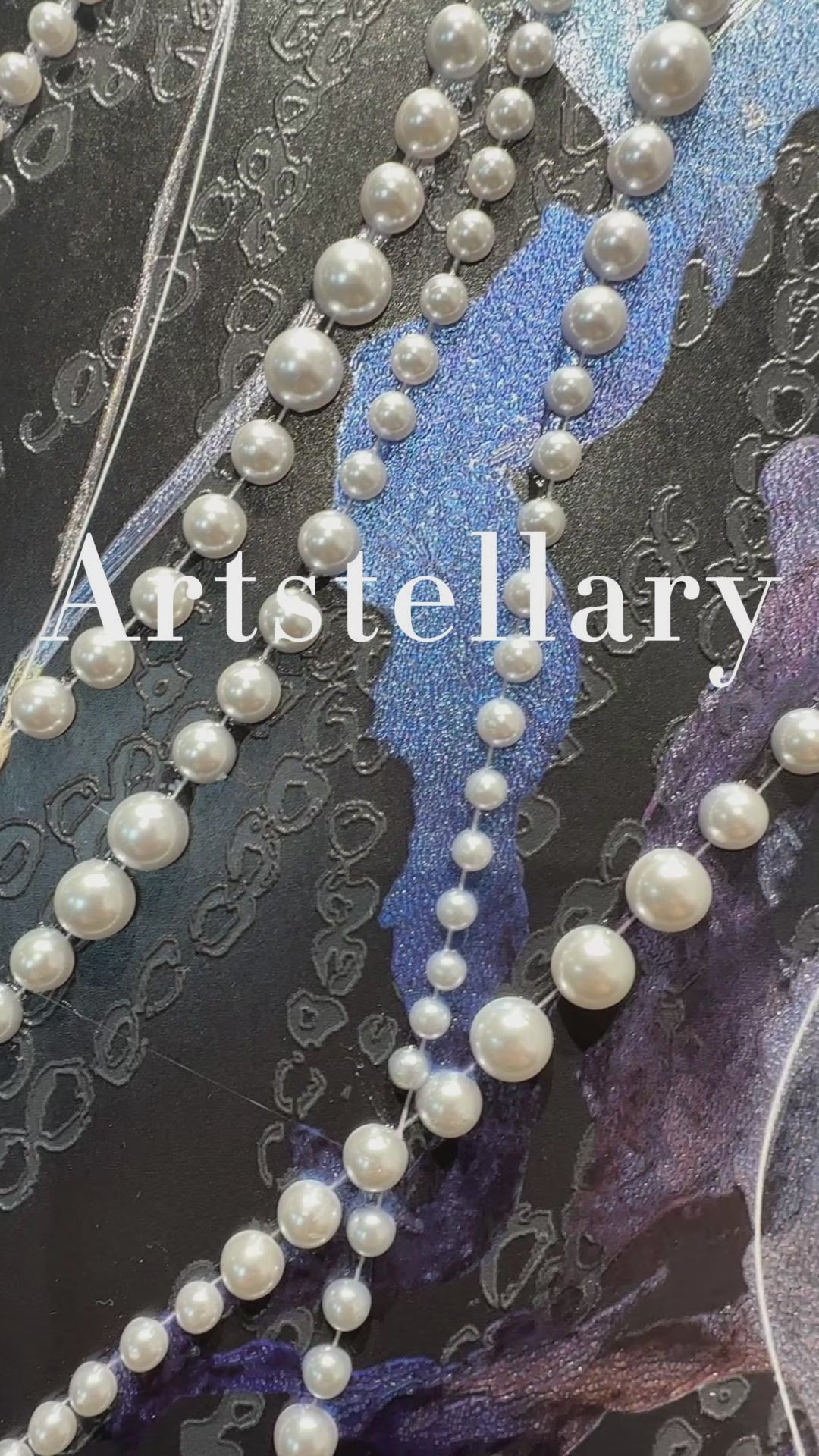 Video showing 3D textured wall art with pearl and crystal inlay, highlighting surface texture, layered relief, and handcrafted details.