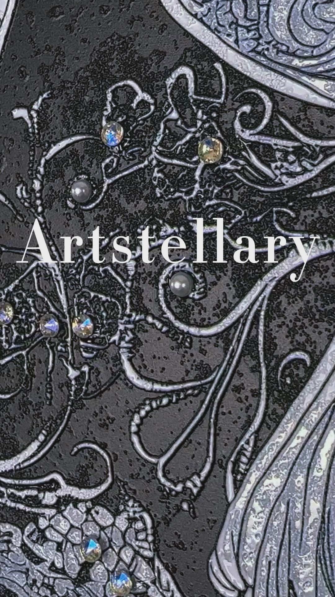 Video showing 3D textured wall art with pearl and crystal inlay, highlighting surface texture, layered relief, and handcrafted details.