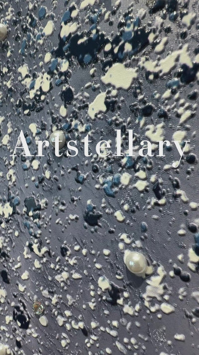 Video showing 3D textured wall art with pearl and crystal inlay, highlighting surface texture, layered relief, and handcrafted details.