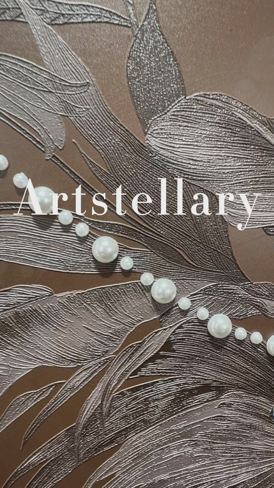Video showing 3D textured wall art with pearl and crystal inlay, highlighting surface texture, layered relief, and handcrafted details.