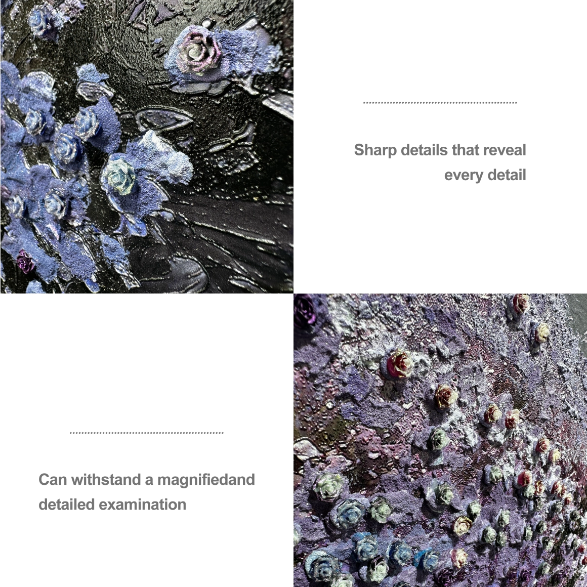 3D textured floral relief details from sunset beach wall art, showing layered craftsmanship.