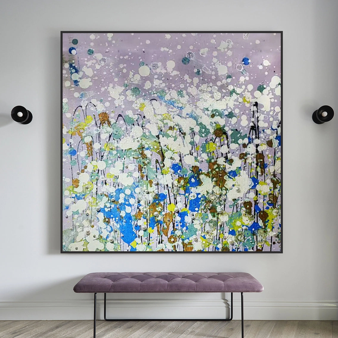 Textured pearl abstract wall art for living room in modern home decor.
