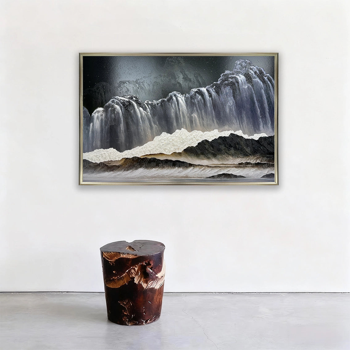 Statement Artstellary textured wall art with crystal embellishment featured in a stylish interior setting.